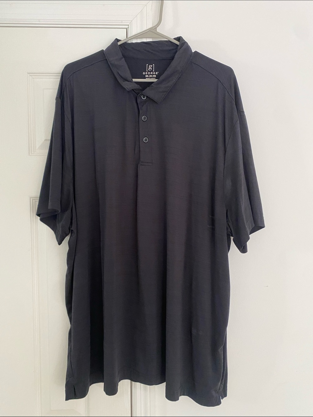 George Men's Dark Black Polo Shirt with Three-Button Placket